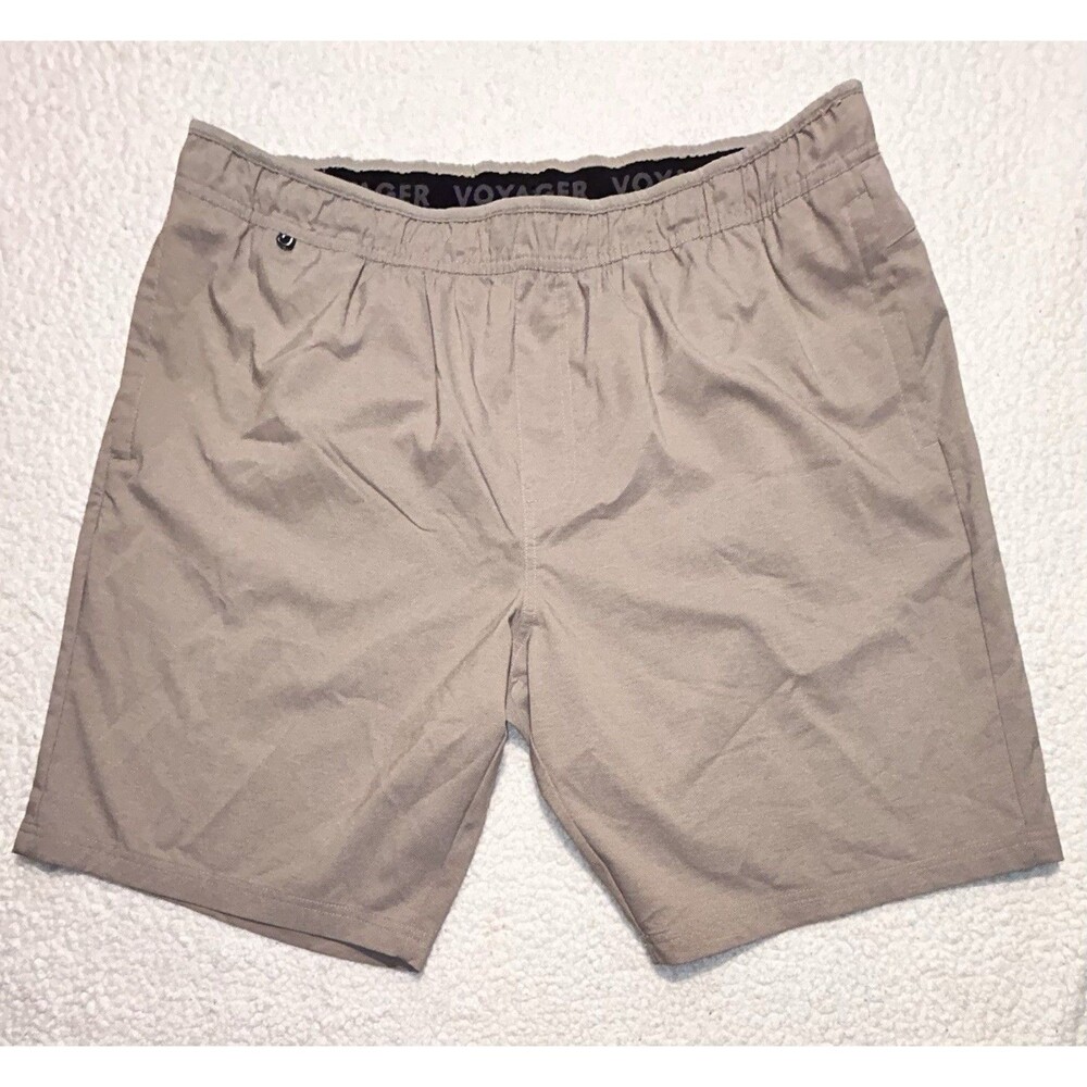Voyager Performance Shorts Mens XXL  Gray Khaki Active Elastic Waist